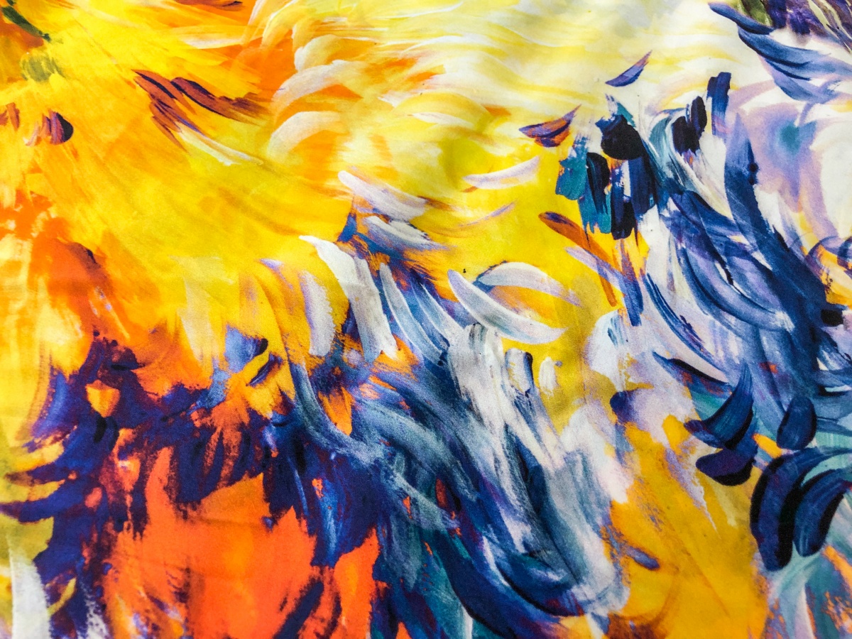 Шелковый атлас с принтом цветочный импрессионизм - Quorum